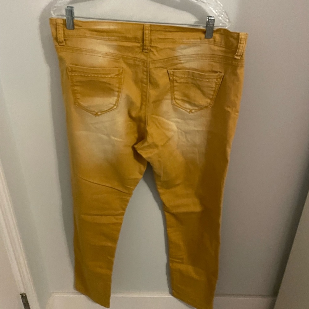 3 for $10 Elite jeans white washed mustardy yellow skinny jeans 15/16